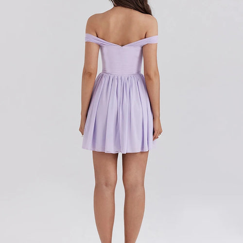 Load image into Gallery viewer, Sexy One Shoulder Mesh Lace Up Pleated Skirt For Women's Dress Bodycon Short Skirt Backless Vestidos Elegant Partywear
