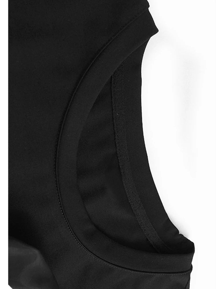 Women Black Three-dimensional Flower Big Size Midi Dress New Round Neck Short Sleeve Fashion Spring Summer 2025 1DJ1191