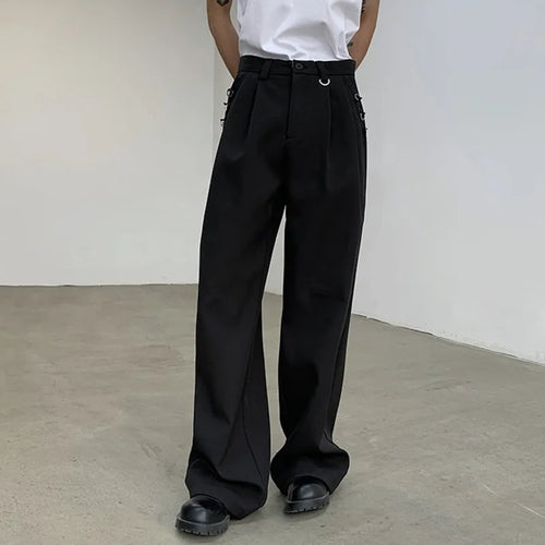 Load image into Gallery viewer, Metal Design Suit Pants Straight Wide Leg Men Loose Wide Leg Casual Spring Korean Fashion Male Trousers 9C5073
