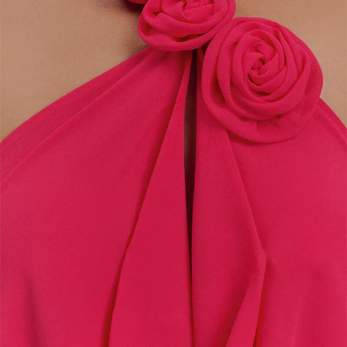 Load image into Gallery viewer, Rose Halter Off-shoulder Sexy Maxi Dress Women Rose Red Sleeveless Backless Lace-up High Waist Club Party Long Dress
