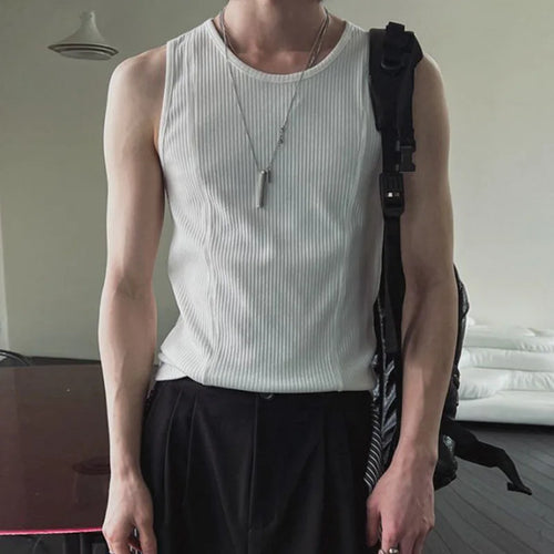 Load image into Gallery viewer, Men&#39;s Vest New American Summer Round Neck Sleeveless T-shirts Solid Color Design Handsome Male Slim Clothing 2025 9W1623
