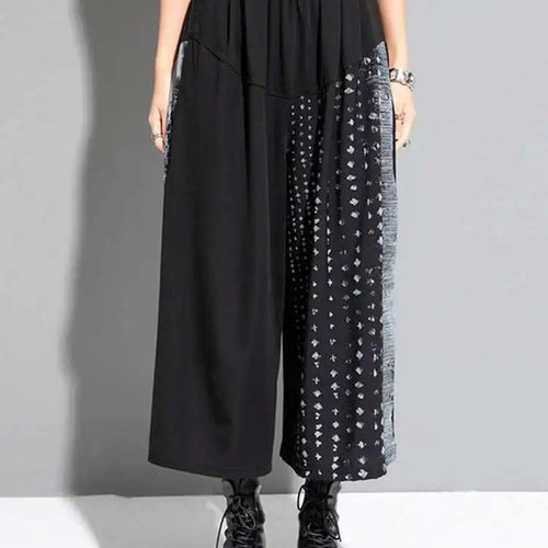 Load image into Gallery viewer, High Elastic Waist Black Pattern Printed Wide Leg Pants New Loose Fit Trousers Women Fashion Spring Autumn 2025 1DF8308
