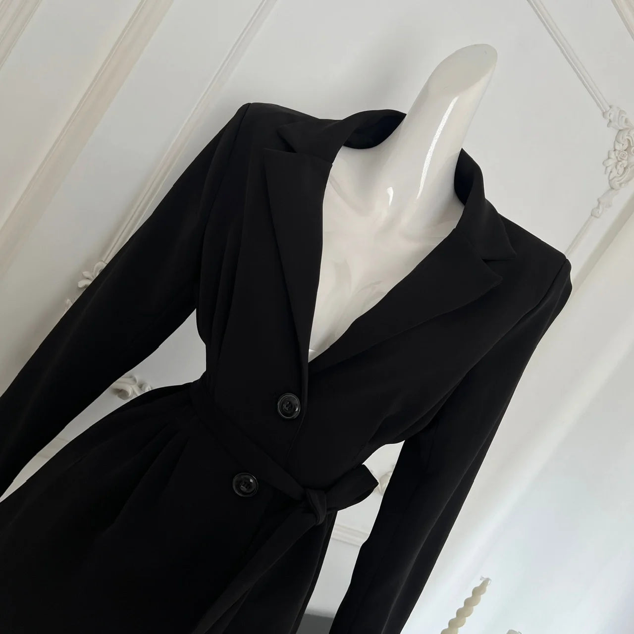 Vintage French New Women Black Patchwork Lace Single Breasted Bandage Blazer Jacket Autumn Winter Sweet Temperament Tops Fashion