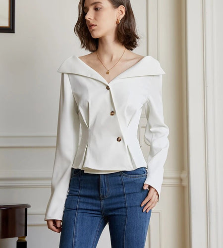 Solid patchwork button shirts for women v neck long sleeve tunic casual slimming blouse female fashion clothing