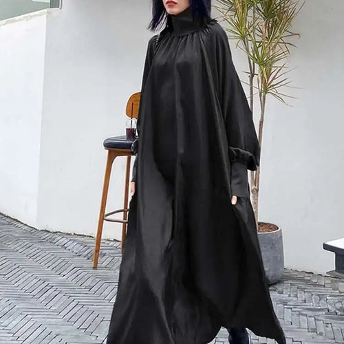 Load image into Gallery viewer, Women Gray Brief Long Big Size Elegant Dress New Turtleneck Long Sleeve Loose Fit Fashion Tide Spring Autumn 2025 1DH0252
