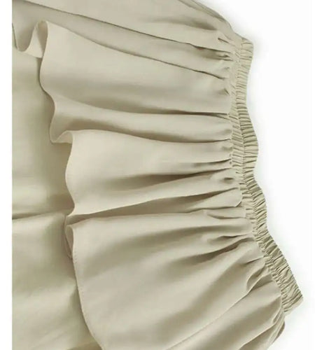 High Elastic Waist Apricot Ruffles Irregular Wide Leg Pants New Trousers Women Fashion Tide Spring Autumn 2025 1DJ0296