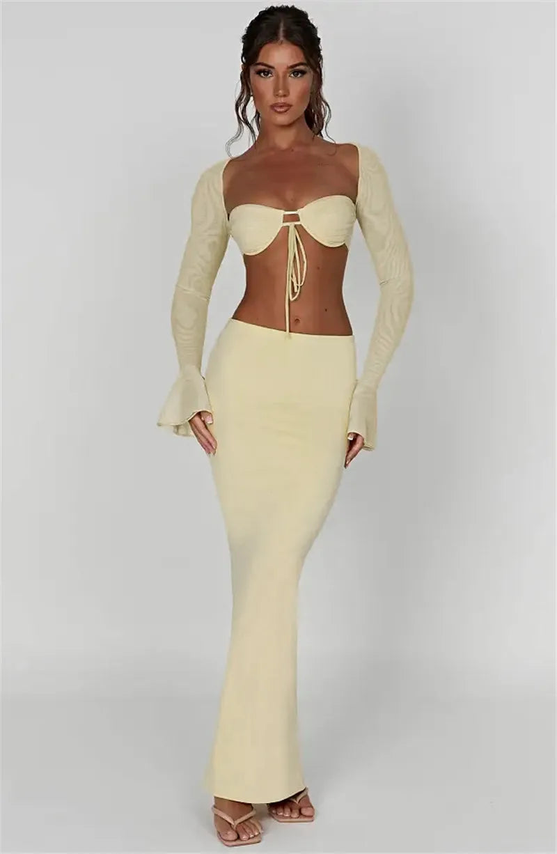 Thickened Fabric Sexy Maxi Skirt Women 2023 Autumn Winter New Solid High Waist Skinny Club Party Long Skirt Elegant