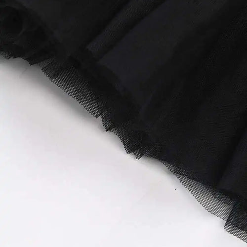 Load image into Gallery viewer, Women Black Layers Mesh Long Big Size Dress New Round Neck Short Sleeve Loose Fit Fashion Tide Spring Summer 2025 16R3054
