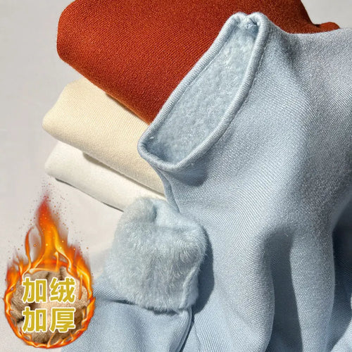 Load image into Gallery viewer, Solid Elegant Basic Knit Pullover Tops Women Half Turtlneck Velvet Sweater Long Sleeve Casual Slim Korean Fashion Autumn Winter
