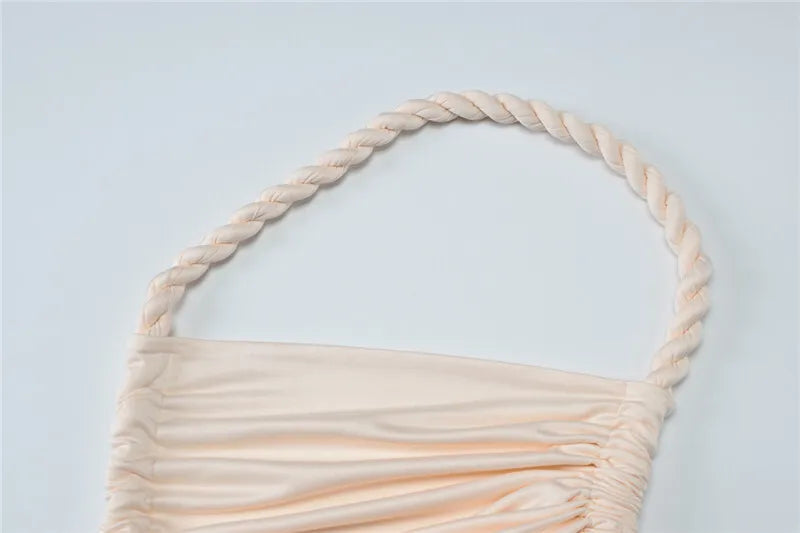 Off-shoulder Thigh High Split Sexy Maxi Dress For Women Fashion Strapless Sleeveless Ruched Bodycon Club Party Dress