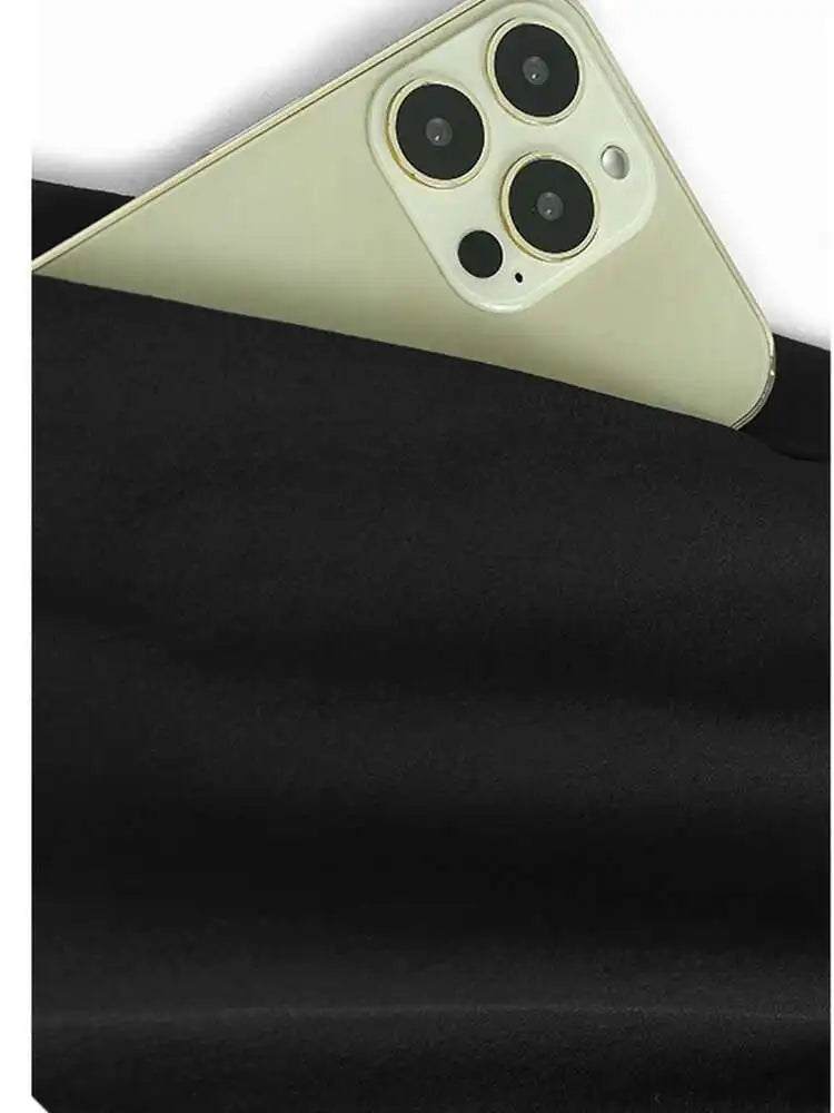 Women Black Pleated Drawstring Big Size Midi Dress New Round Neck Short Sleeve Fashion Tide Spring Summer 2025  1DH6181