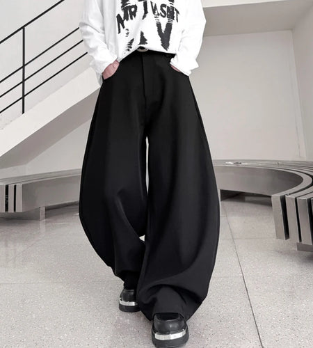 Men's Suit Pants New Summer Korean Style Wide Leg Curved Knife Trendy Solid Color Male Fashionable Trousers 2025 9W2014