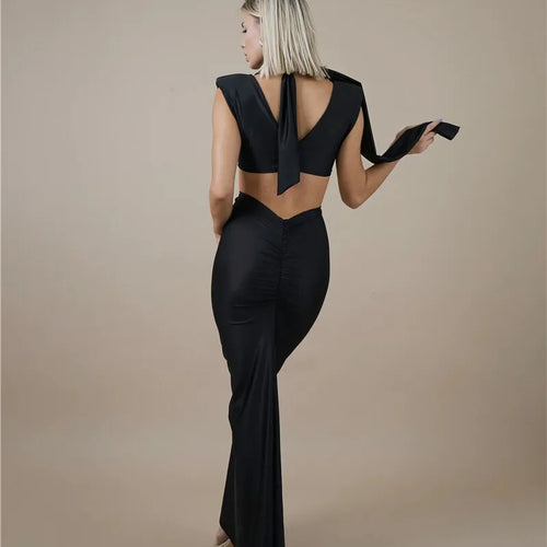 Load image into Gallery viewer, Hollow Out Turtleneck Sexy Maxi Dress For Women Fashion Solid Sleeveless Bodycon Tank Dresses Femme Club Party Dress
