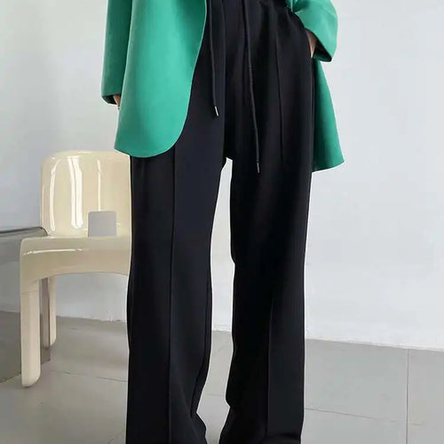 Load image into Gallery viewer, High Elastic Waist Black Brief Drawstring Long Wide Leg Pants New Trousers Women Fashion Tide Spring Autumn 2025 1DH6663

