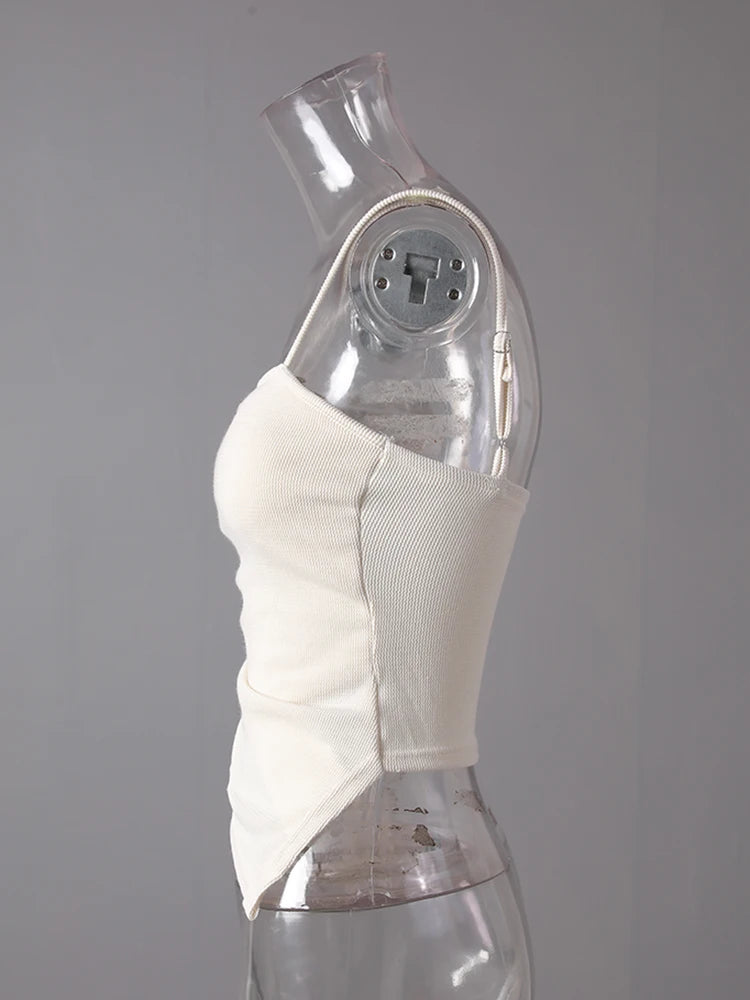 Beige Irregular Tank Top Brief Wide Leg Pants Two Piece Suit New Sleeveless Women Fashion Tide Spring Summer 2025 CPG3157