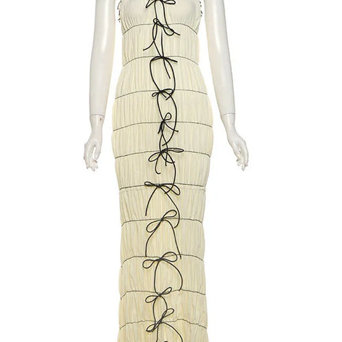 Load image into Gallery viewer, Elegant Spaghetti Strap Bodycon Women Dress 2024 Autumn Sexy Backless Pleated Party Club Evening Dress Waist Vestdos
