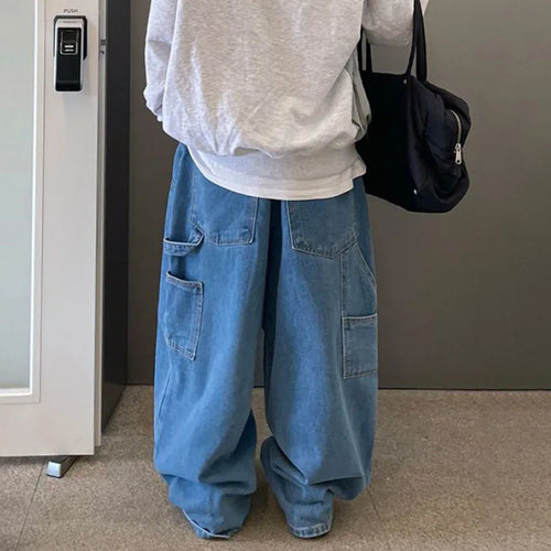 Load image into Gallery viewer, Men&#39;s Jeans Solid Color Elastic Waist Wide Leg Pants Autumn Loose Korean Style Trend Male Denim Trousers 2024 New 9C5009
