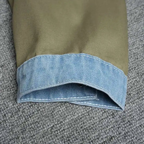 Load image into Gallery viewer, Green Denim Color-block Big Size Casual Jacket New Lapel Long Sleeve Women Coat Fashion Tide Spring Autumn 2025 CP3516
