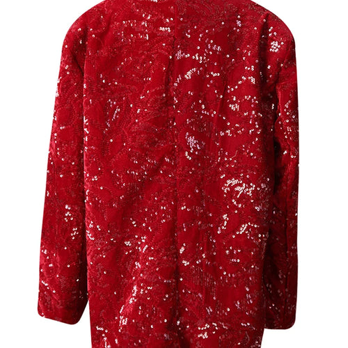 Load image into Gallery viewer, Women Red Sequins Shining Big Size Elegant Blazer New Lapel Long Sleeve Jacket Fashion Tide Spring Autumn 2025 CPG3014
