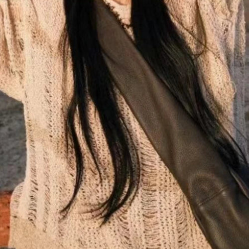 Load image into Gallery viewer, Autumn Streetwear Y2k Aesthetic Grunge Pullovers Vintage Solid Harajuku Grunge Jumpers Loose Knitted Women Hollow Out Sweaters
