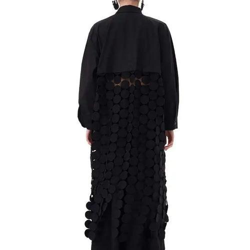 Load image into Gallery viewer, Women White Dot Tassels Hollow Out Midi Big Size Shirt Dress New Lapel Long Sleeve Fashion Tide Spring Autumn 2025 1DH9464
