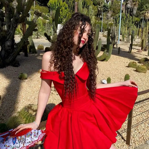 Load image into Gallery viewer, Summer Elegant and Pretty Women's Dresses Mini Off The Shoulder Party Dress Lovely A Line Birthday Dress for Women
