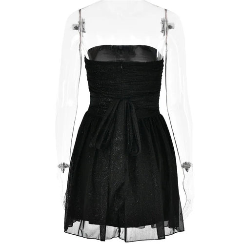 Load image into Gallery viewer, Elegant Strapless Sexy Mini Dress Women Fashion Black Off-shoulder Backless Pleated Sequins Sparkle Club Party Dress
