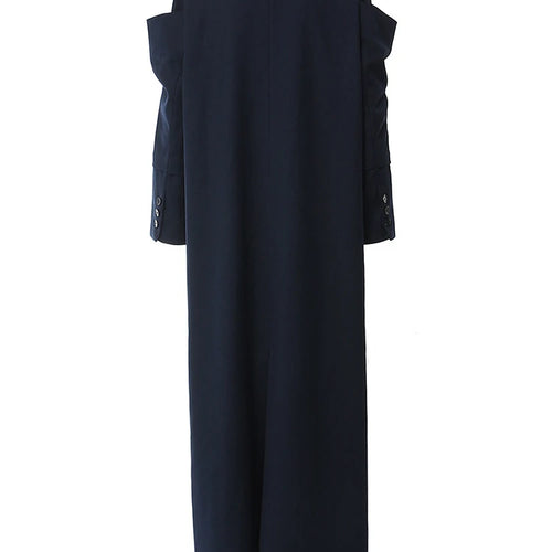 Load image into Gallery viewer, Women Navy Blue Elegant Long Shaped Blazer New Stand Collar Long Sleeve Jacket Fashion Tide Spring Autumn 2025 1DH3989
