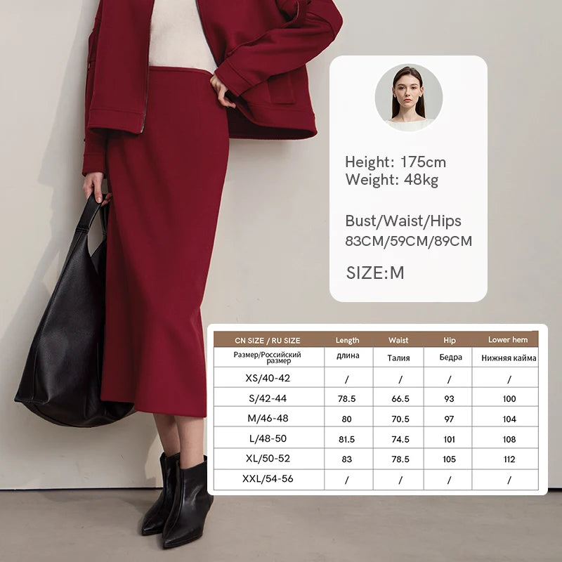 Women's Skirt 2025 Winter New Minimalist Solid Color Commuter Skirts For Woman Wool Long Versatile Clothing Female 12544047