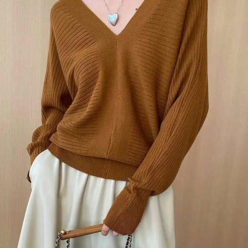 Load image into Gallery viewer, Red Big Size Elegant Knitting Sweater V-Neck Long Sleeve Women Pullovers New Fashion Tide Spring Autumn 2025 1DH7257
