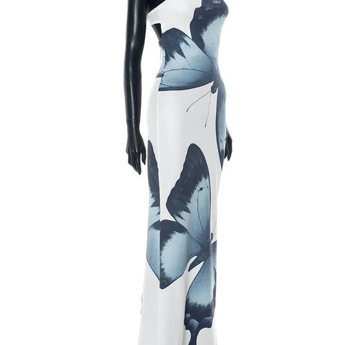 Load image into Gallery viewer, Off-shoulder Print Sexy Maxi Dress Women Summer New Strapless Sleeveless Backless High Waist Beach Holiday Long Dress
