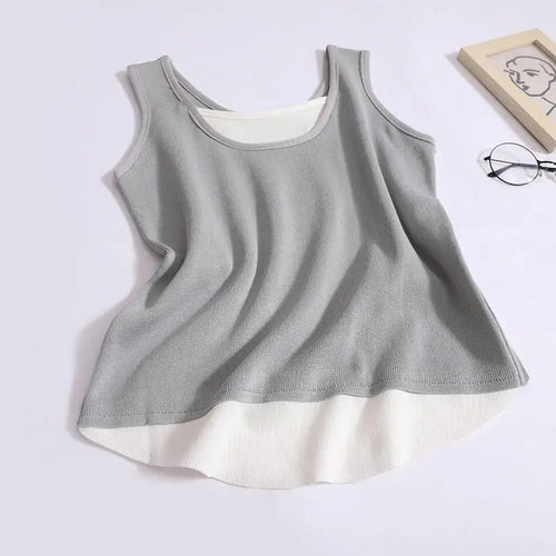 Load image into Gallery viewer, Summer Women Patchwork Backless Sleeveless Knit Vest Korean Sexy Club Asymmetrical Tank Tops Vintage Fashion Versatile Clothes

