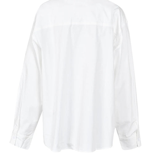 Load image into Gallery viewer, Women White Lace Pleated Big Size Blouse New Lapel Long Sleeve Loose Fit Shirt Fashion Spring Autumn 2025 1DF426001
