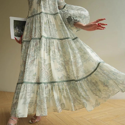 Load image into Gallery viewer, Hit Color Loose Dresses For Women O Neck Long Sleeve High Waist Temperament Long Dress Female Fashion Style Clothes
