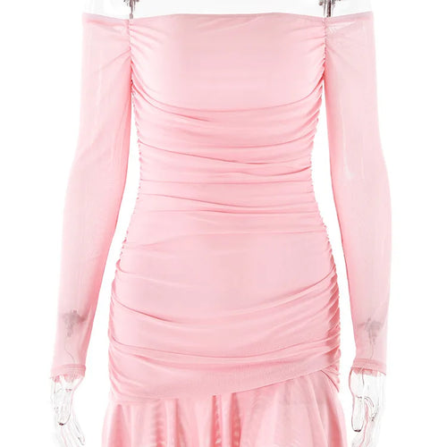 Load image into Gallery viewer, Elegant One Shoulder Double Layer High Elasticity Tight Dress For Women Bodycon Fall 2024 Female Party Evening Dress
