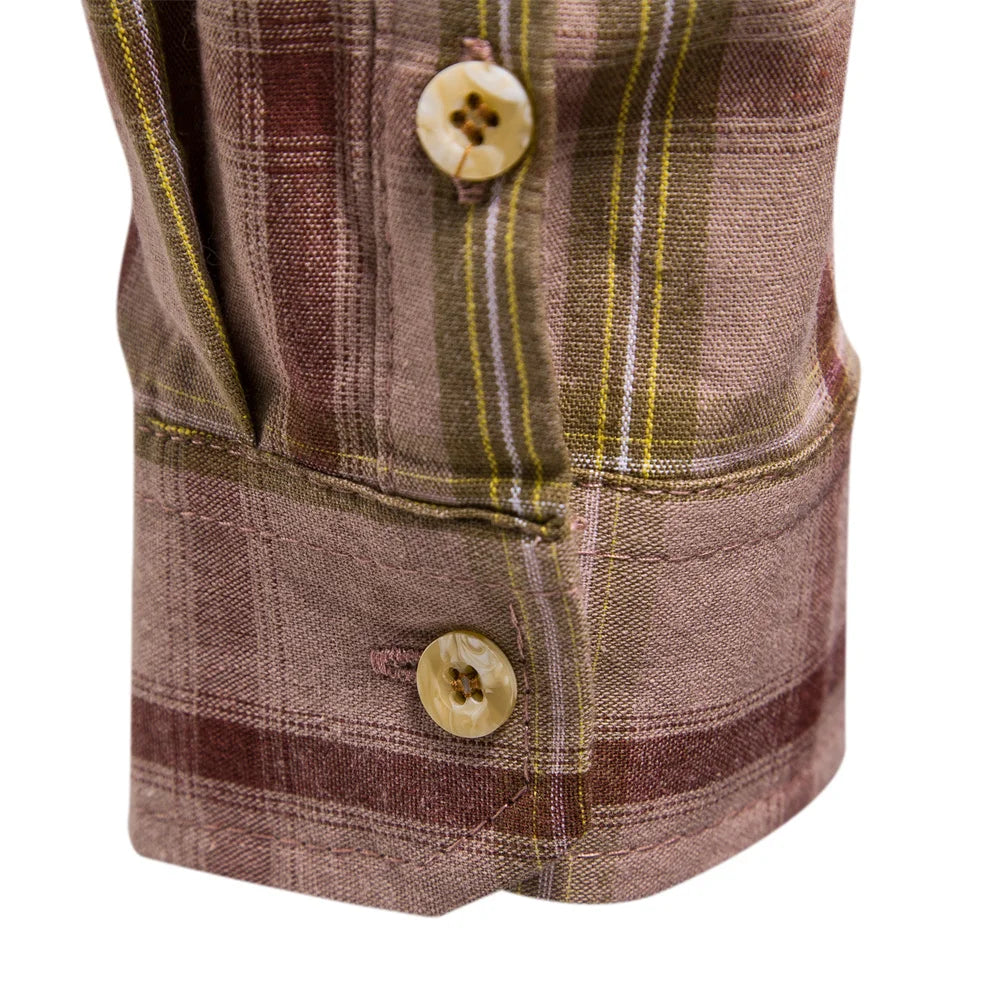 Men's Plaid Shirts 100% Cotton Checkered Long Sleeve Double Pockets Shirts for Men Fashion Social Business Men Shirts