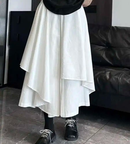 High Elastic Waist Beige Irregular Layers A-line Half-body Skirt Women Fashion Tide New Spring Autumn 2025 1DH5521