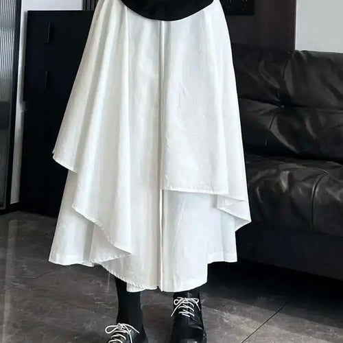 Load image into Gallery viewer, High Elastic Waist Beige Irregular Layers A-line Half-body Skirt Women Fashion Tide New Spring Autumn 2025 1DH5521
