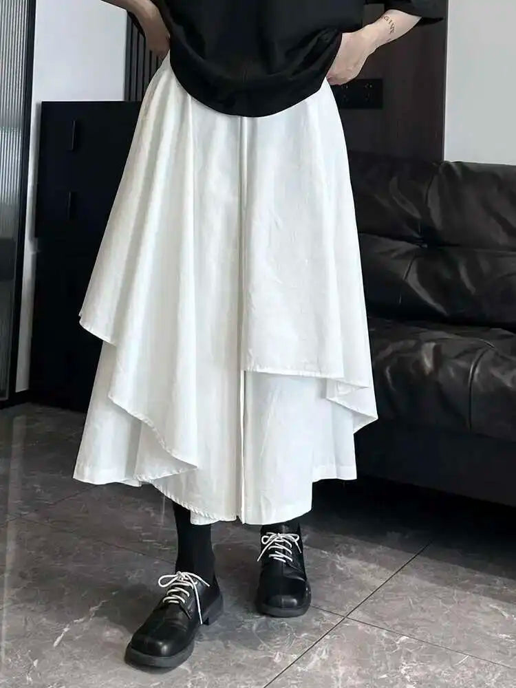 High Elastic Waist Beige Irregular Layers A-line Half-body Skirt Women Fashion Tide New Spring Autumn 2025 1DH5521