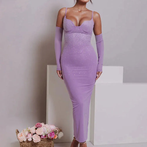 Load image into Gallery viewer, Glitter Spaghetti Strap Sexy Maxi Dress For Women Black Sparkle Off-shoulder Backless Bodycon Club Party Long Dress
