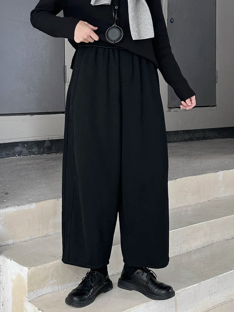 High Elastic Waist Gray Brief Shaped Thick Wide Leg Pants New Trousers Women Fashion Tide Autumn Winter 2025 1DH9205