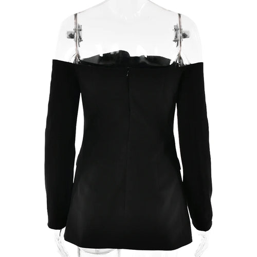 Load image into Gallery viewer, Off-shoulder Strapless Sexy Blazer Dress For Women Fashion Solid Zipper Two Pocket Long Sleeve Backless Mini Dress
