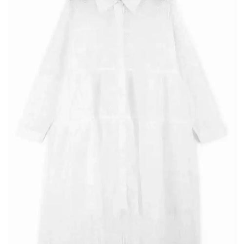 Load image into Gallery viewer, Women Black Lace Hollow Out Tassels Big Size Midi Shirt Dress New Lapel Long Sleeve Fashion Spring Autumn 2025 1DH8942
