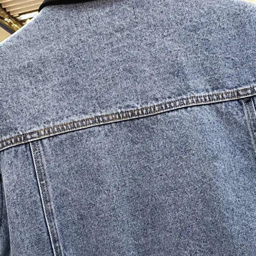 Load image into Gallery viewer, Women Blue Denim Color-block Big Size Blazer New Lapel Long Sleeve Loose Fit Jacket Fashion Spring Autumn 2025 1DH7741
