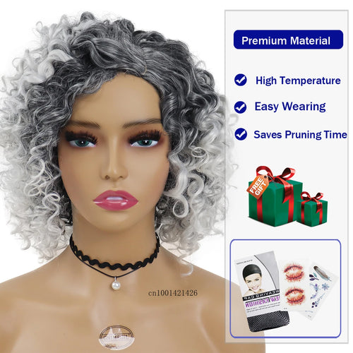 Load image into Gallery viewer, Ombre Grey Wigs for Women Synthetic Hair Natural Curly Wigs Cosplay Party Carnival Costume Shourt Colly Hairstyle Clearance Sale
