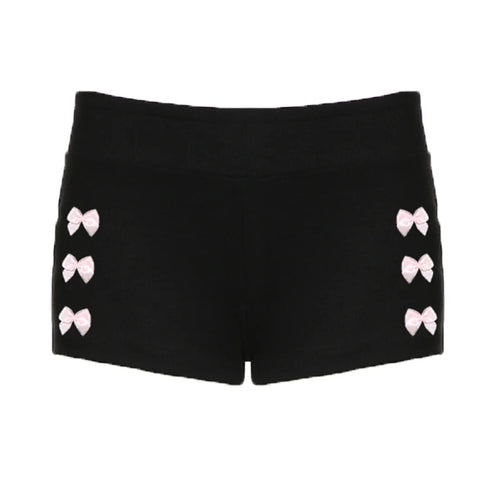 Load image into Gallery viewer, Harajuku Cutecore Knit Skinny Low Waist Shorts for Women Hottie Bow Coquette Clothes Hotpants Korean Homewear Short
