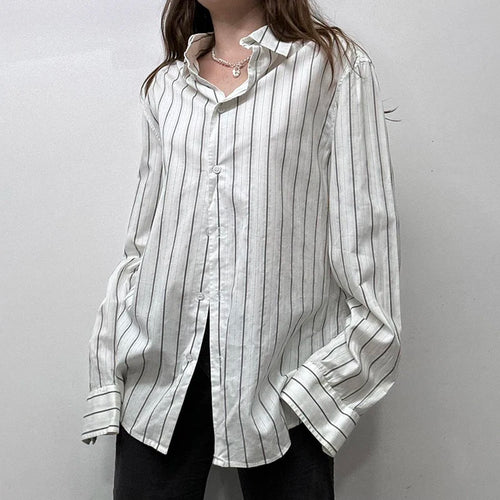 Load image into Gallery viewer, Fashion Chic Loose Stripe Women Blouse Tops Long Sleeve Spring Autumn Buttons-Up Streetwear Shirts Cardigan Clothing
