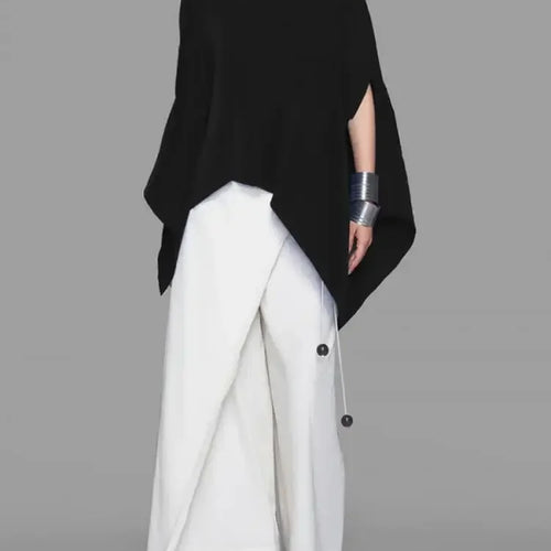 Load image into Gallery viewer, Women&#39;s Black Blouse T-shirt Asymmetric Batwing Sleeves One-Shoulder New Autumn Summer Loose Women Casual Tops Clot
