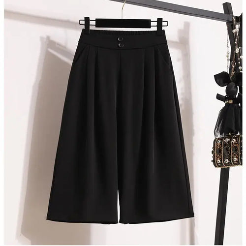 Load image into Gallery viewer, Spring Summer 2025 Black Office Wide Leg Seven Point Pants Women Khaki High Waist Baggy Fashion Festival Pleated Trousers Simple
