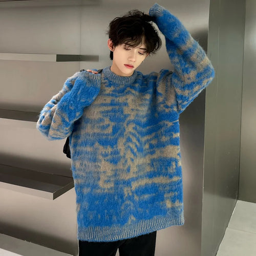 Load image into Gallery viewer, Round Collar Male Pullover Sweaters Casual Contrast Color Men&#39;s Knitting Pullovers New Fashion Spring Korean Style 9C4162
